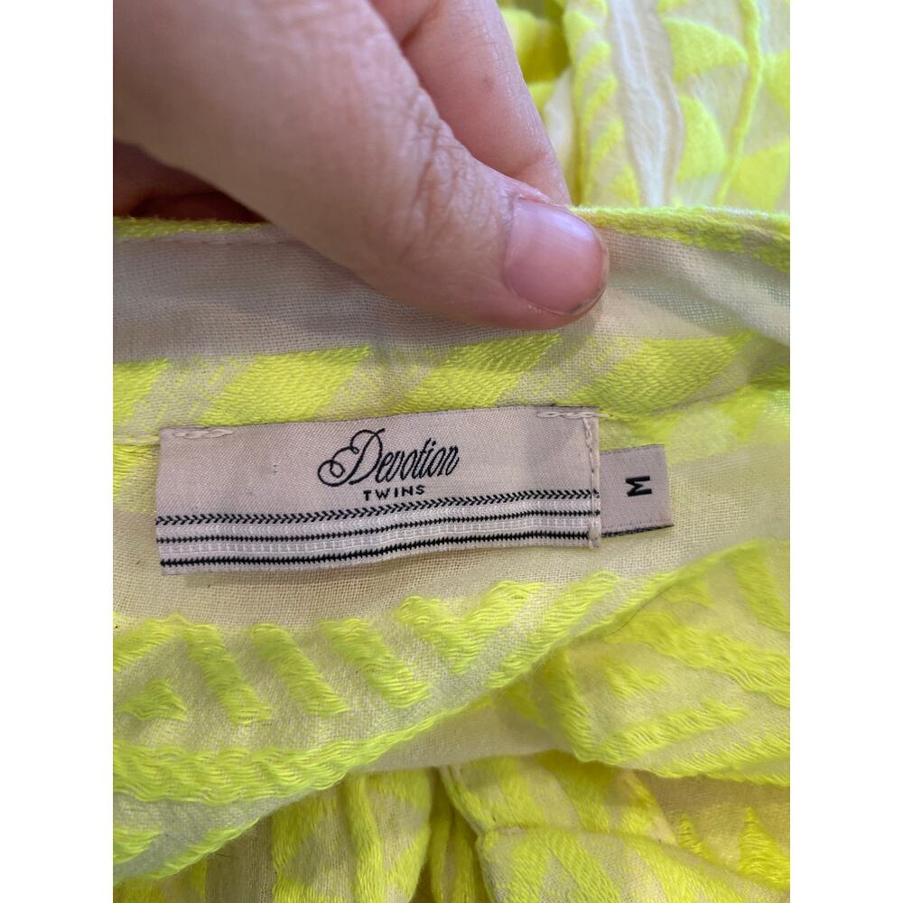 Anthropologie x DEVOTION TWINS ELLA DRESS Yellow Mini Flare Sleeve Size Medium - Picture 6 of 7